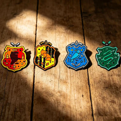 Harry Potter Enamel Brooch Set - 4-Piece Metal Backpack Pins for Students & Fans