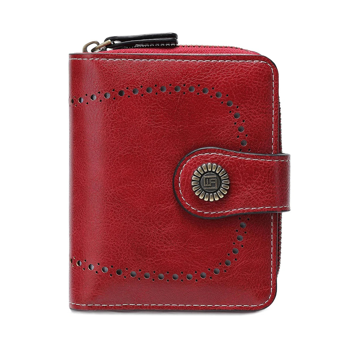Retro Hollow-Out Short Purse for Women – Multi-Card Zipper Wallet, European & American Fashion Design