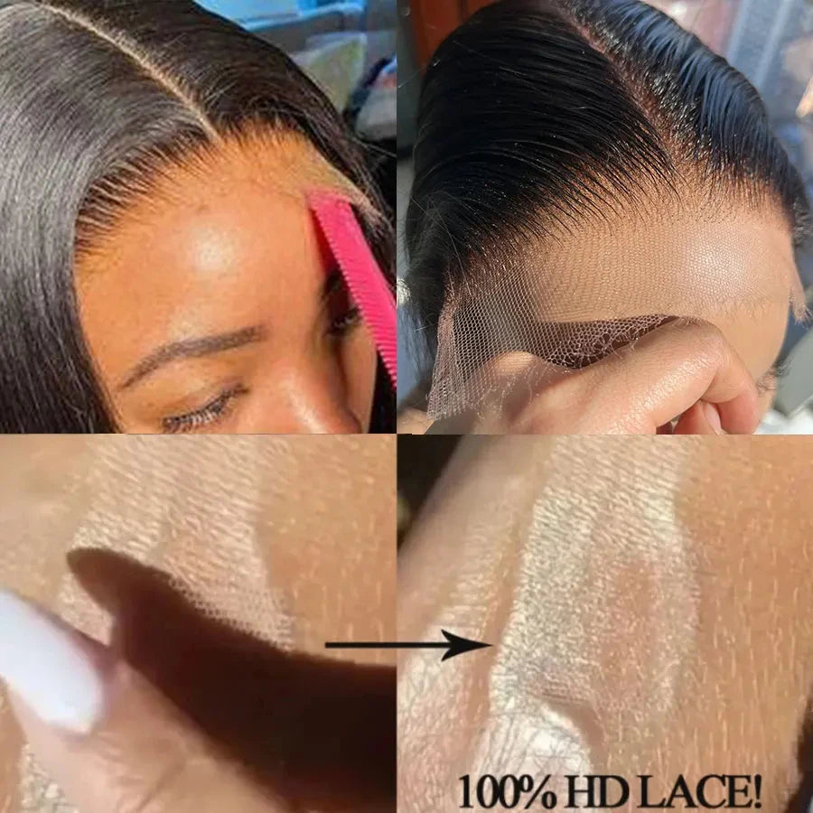 100% Real HD Lace Closure 2x6 – Pre-Plucked Human Hair, Deep Parting Straight & Body Wave