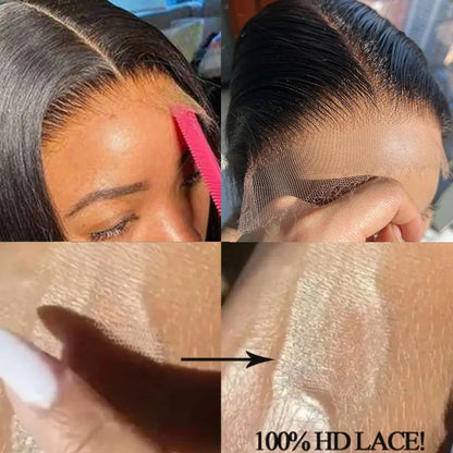 100% Real HD Lace Closure 2x6 – Pre-Plucked Human Hair, Deep Parting Straight & Body Wave