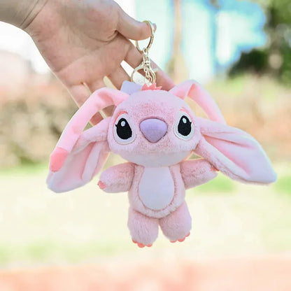 Disney Kawaii Stitch Plush Keychain – Cute Lilo & Stitch Angel Stuffed Bag Pendant for Girls' Birthday Gifts