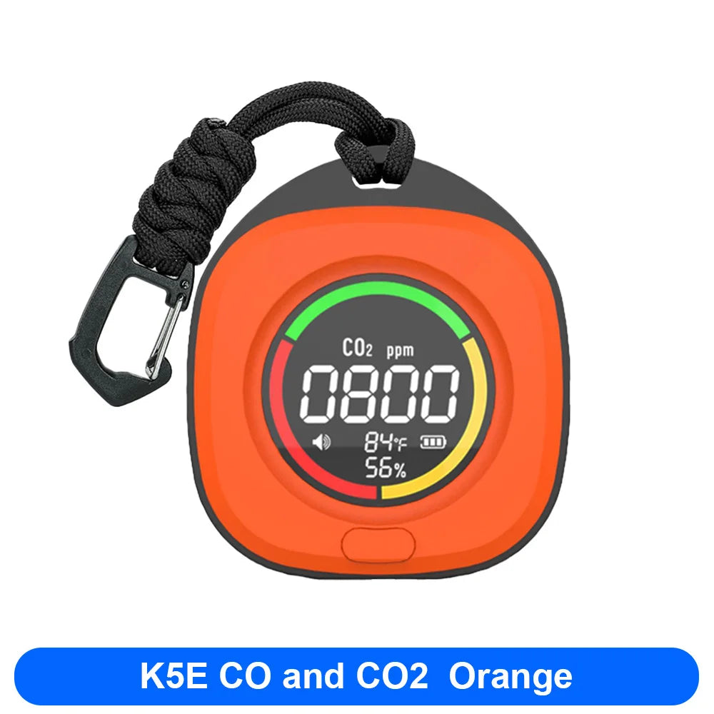 FMAi K5 Carbon Monoxide Detector - Portable Rechargeable CO & CO2 Monitor with LED Screen and Alarm Sound