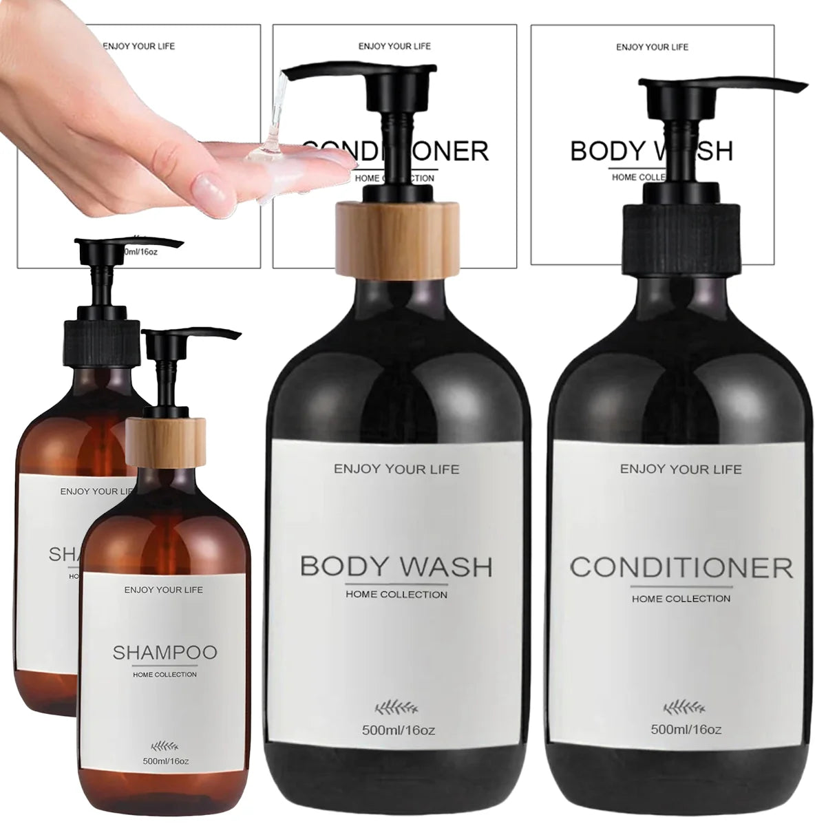 Kitchen Sink Soap Dispenser Bottle with Waterproof Labels – Refillable Dish Pump for Countertop