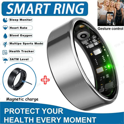 2026 Smart Ring Health Tracker – Heart Rate, Blood Pressure, Sleep & Motion Monitoring IP68 Waterproof Fitness Ring for Men & Women, Holiday Gift Wearable