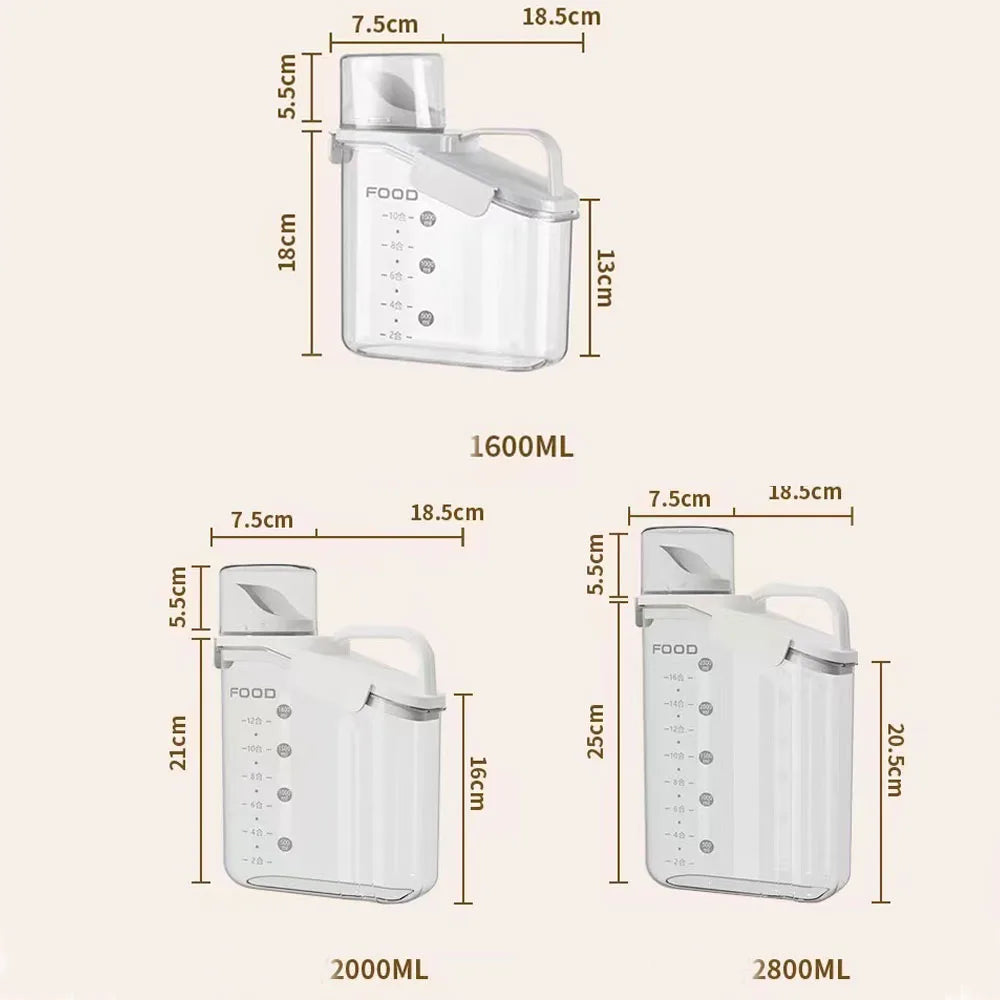 Airtight Rice Storage Container with Measuring Cup - Cereal & Dry Food Dispenser, BPA-Free Pet Food Box for Dogs & Cats