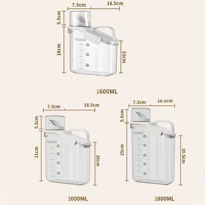 Airtight Rice Storage Container with Measuring Cup - Cereal & Dry Food Dispenser, BPA-Free Pet Food Box for Dogs & Cats
