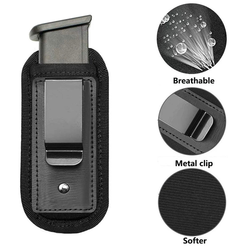 Nylon Magazine Pouch Holster for 9mm Pistols – Concealed Carry Mag Case with Clip for Glock 19/21, Beretta 92, Handgun Pouch