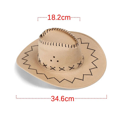 Unisex Western Cowboy Hat – Suede Cowgirl & Cowboy Style for Fashion & Party Wear