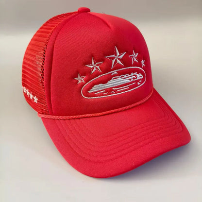 Star Embroidered Baseball Cap - Unisex Mesh Sports Hat for Outdoor Events