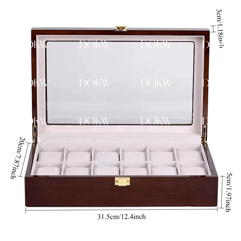Luxury Wooden Watch Box — 1/2/3/5/6/10/12 Grid Organizer & Holder for Men’s and Women’s Watches, Jewelry Display