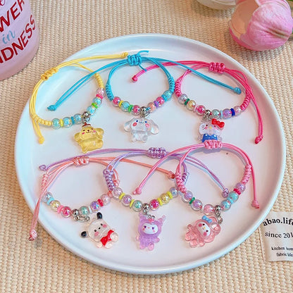 Cute KT Cat Kumi Adjustable Woven Rope Charm - Cartoon Character Accessory for Gifts, Festivals, Parties & Travel