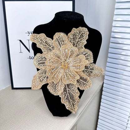 White Multi-Layer Lace Sequin 3D Flower Patch – DIY Clothing Decorative Applique