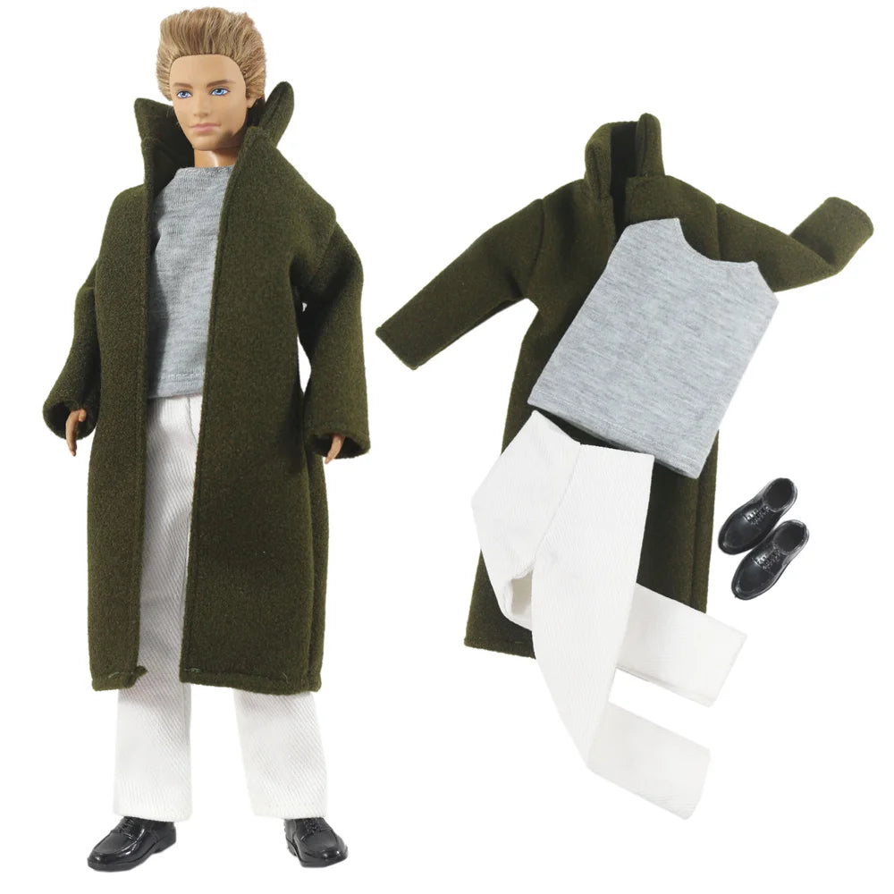 12" Ken Doll Clothes — Woolen Overcoat Outfit with Multiple Styles to Choose From