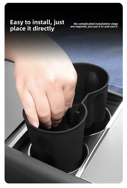Tesla Model Y Juniper 2025 Silicone Cup Holder – Center Console Drink Bottle Rack for Front & Rear Seats Interior Accessory