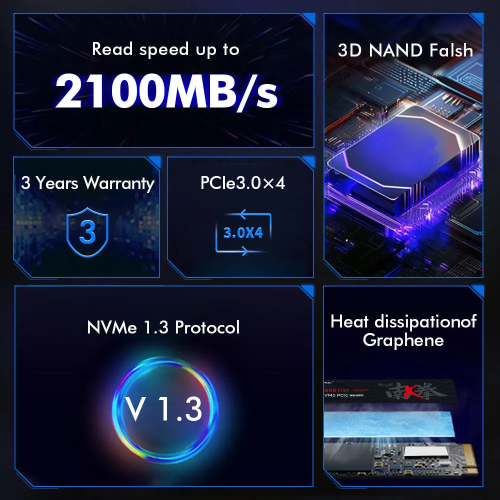 HUADISK NVMe M.2 PCIe Gen3 SSD – 128GB/256GB/512GB/1TB Internal Solid State Drive for Laptop & Desktop Storage Upgrade