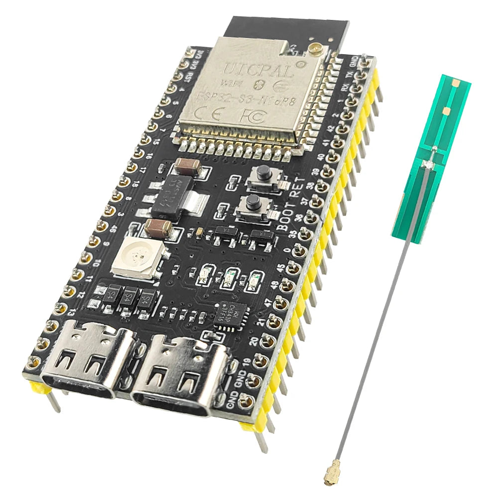 ESP32-S3 Development Board Kit – 2.4GHz WiFi & Bluetooth Module with Expansion Adapter, Type-C Interface (ESP32-S3-1 N8R2 N16R8 44-Pin)