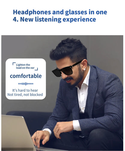 SENBONO E13 Smart Glasses – Blue Light Filtering Polarized Lenses with Audio, Built-in Mic, Speakers, Touch & Voice Assistant