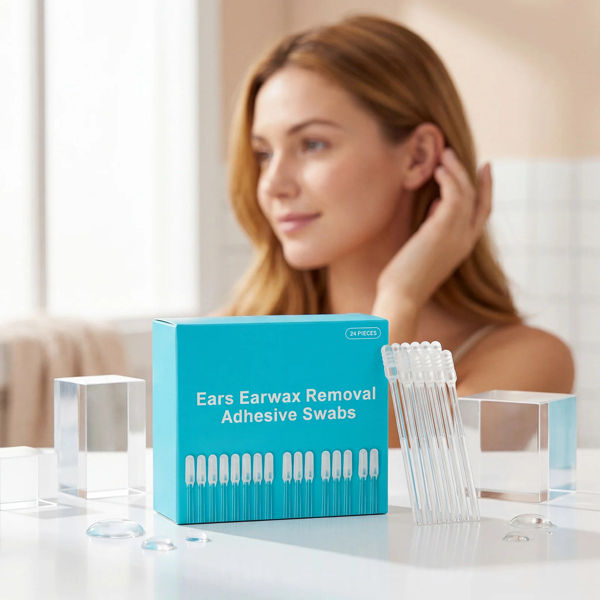 24-Piece Ear Wax Removal Kit - Soft Gel Ear Cleaning Sticks for Gentle Ear Care for Adults and Kids