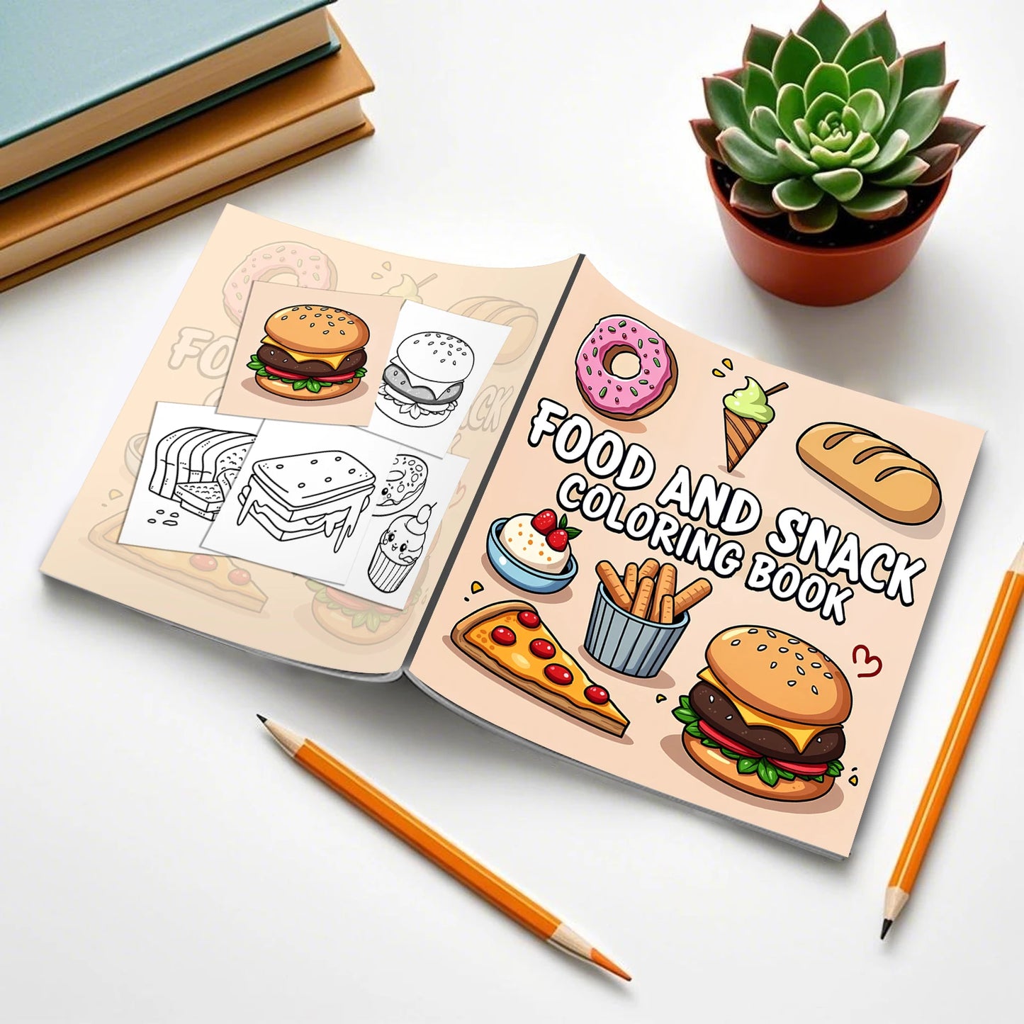 Food & Snack Coloring Book for Adults - Bold Easy Drinks & Desserts Drawing Book, Cute Birthday Gift