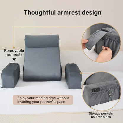Extra Large Memory Foam Reading Pillow – Bed & Arm Rest Cushion for TV, Gaming, Comfort, Bed & Chair Support