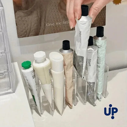 7-Slot Transparent Cosmetic Organizer - Multi-Functional Makeup Storage Holder for Home, Office & Bathroom