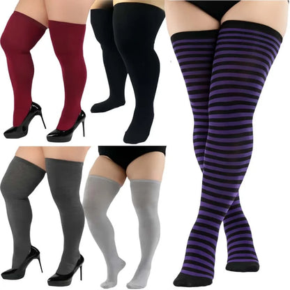 Oversized Women’s Leg Warmers - Thigh-High Over-Knee Socks in White or Black, Plus Size 3XL–5XL