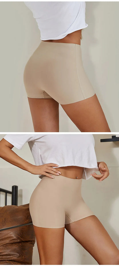 Seamless Ice Silk Biker Shorts — Solid Boxer Leggings for Women, Sports Yoga Pants & Comfortable Shorts