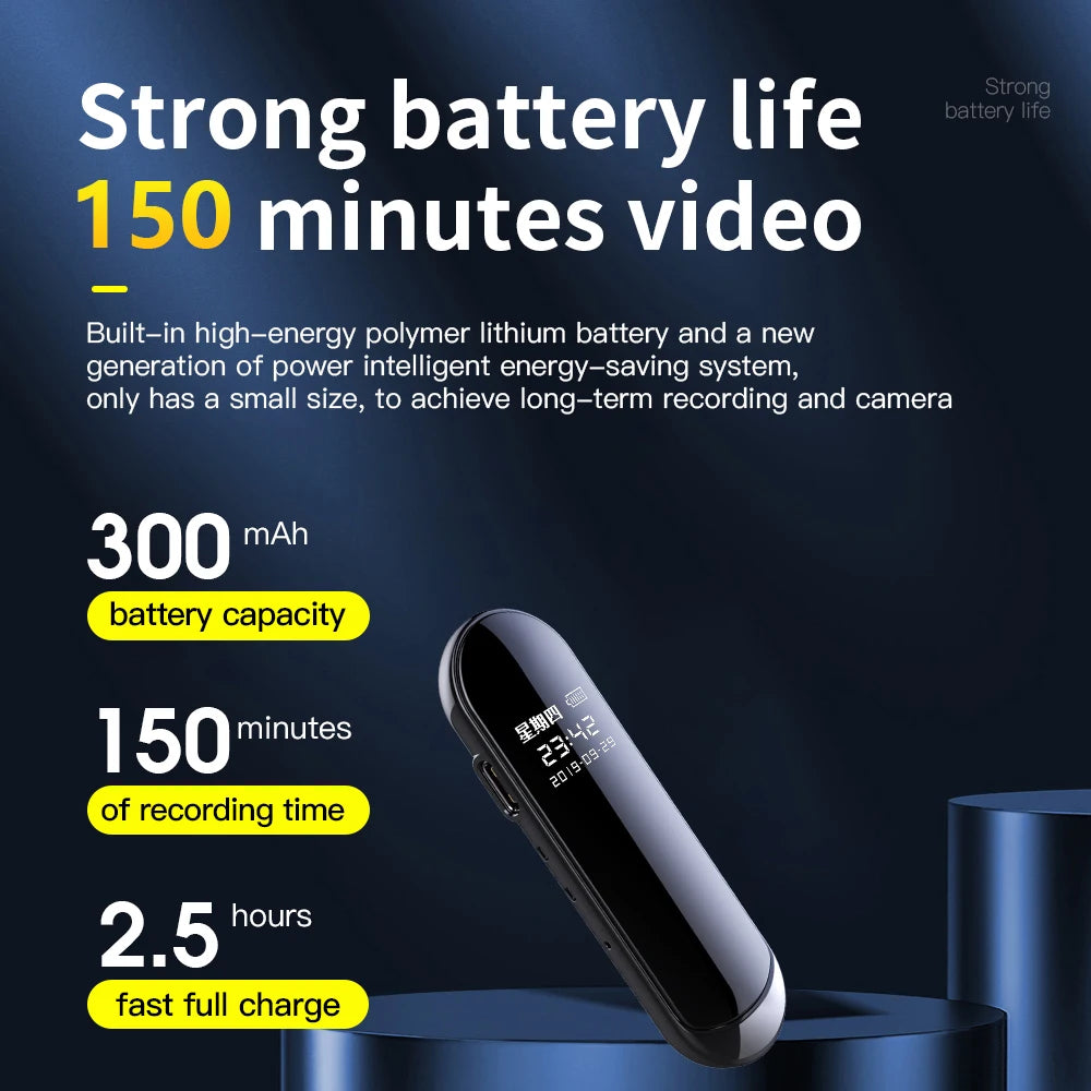 1080P Mini Action Camera - Portable Wide-Angle Necklace Audio & Video Recorder with 4-128GB Storage