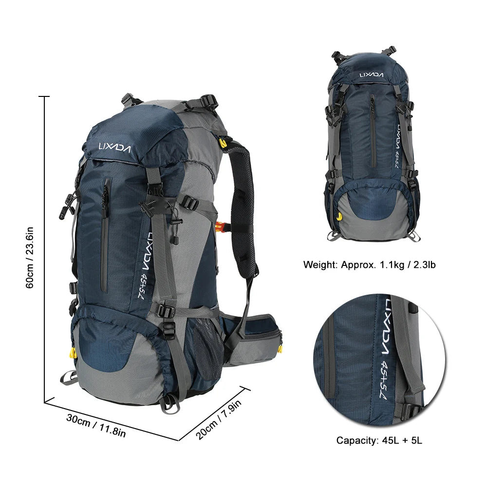 50L Waterproof Hiking Camping Backpack – Outdoor Travel Climbing Trekking Bag with Rain Cover