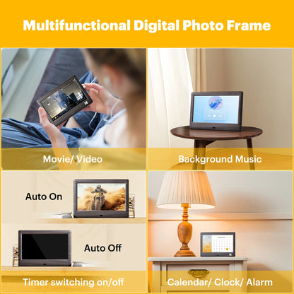 KODAK 7-Inch Digital Photo Frame with Remote – 1024x600 HD Screen, Electronic Album, Video, Music, Clock & Calendar Player