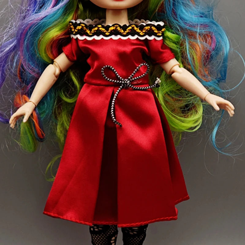 Handmade Doll Dresses & Shoes – Outfit for 28cm High School Dolls with Big Eyes & Long Eyelashes, Perfect Birthday Gift