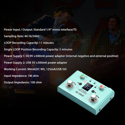 M-VAVE LOST TEMPO Effect Pedal – 2 in 1 Drum & Looper Mini Pedal with Double Footswitch, Drum Machine Pedal