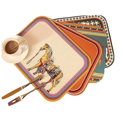 New Light Luxury Nordic Style Leather Placemat - PVC Waterproof & Oil-Proof Table Mat, Disposable Anti-Scald Western-Style Placemat