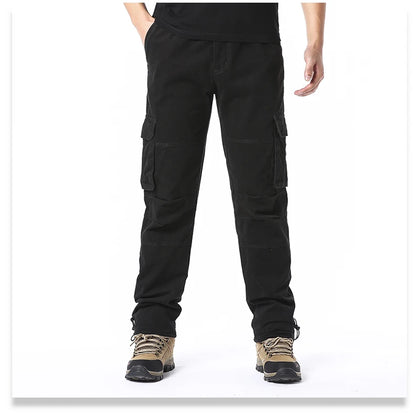 Men's Large Pocket Loose Overalls — Outdoor Sports & Tactical Jogging Pants with Elastic Waist, Pure Cotton Casual Workwear