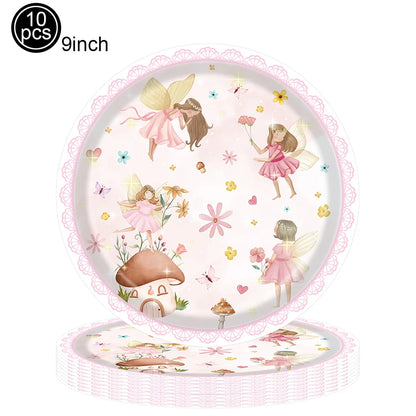 Pink Butterfly Fairy Party Tableware Set – Disposable Plates, Cups & Napkins for Birthday, Wedding & Baby Shower Decor