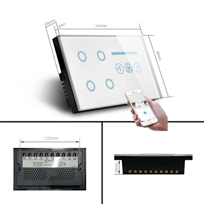 Tuya WiFi Smart Light Switch – 4 Gang Touch Panel, Fan Speed Dimmer, Power Metering, Alexa & Google Home Compatible