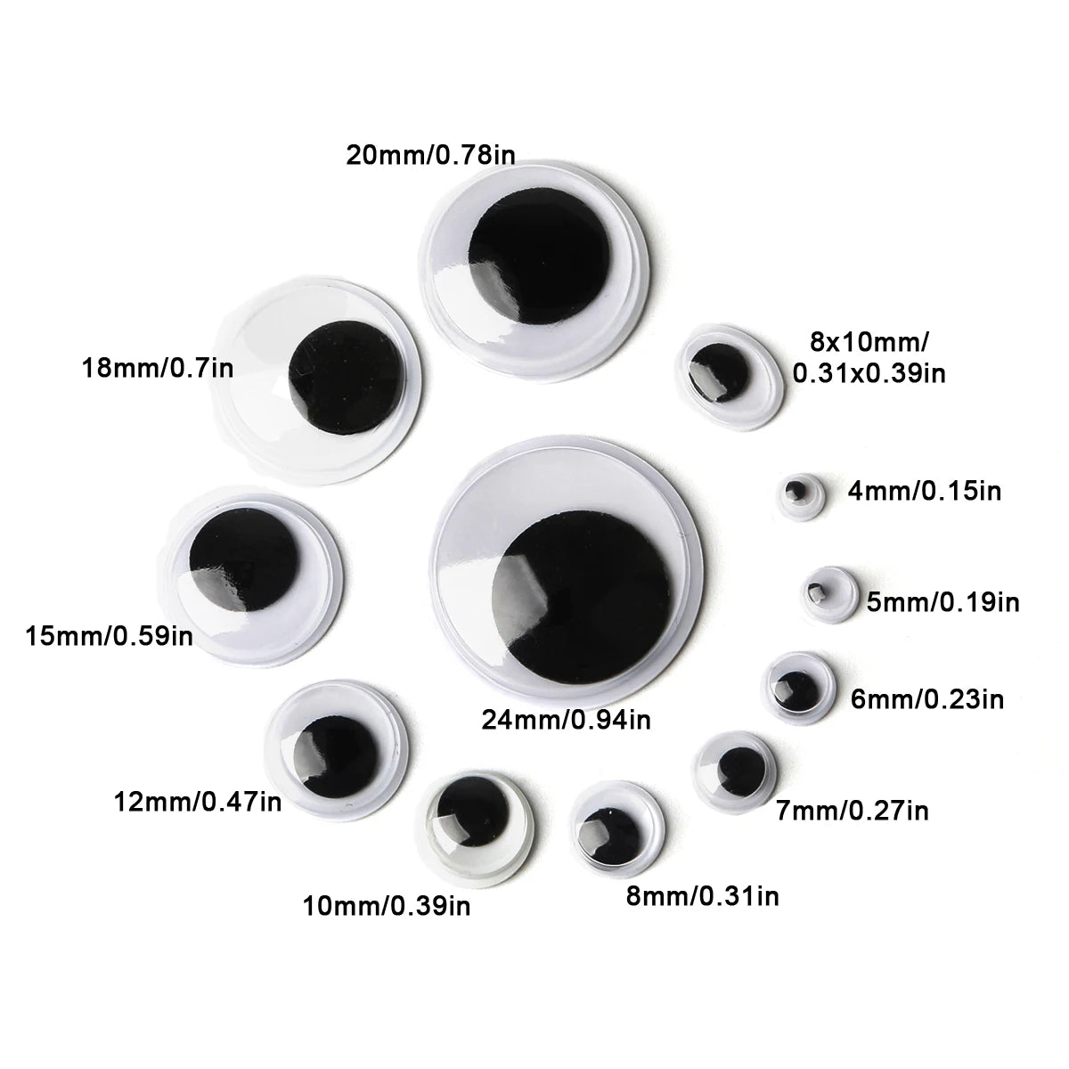 Self-Adhesive Googly Wiggle Eyes - 100/200/550PCS DIY Craft Scrapbooking Doll Toy Accessories