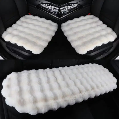 Winter Plush Car Seat Covers – Ultra-Soft Rabbit Fur Cushion Pads for Warmth, Universal Fit Auto Chair Protectors