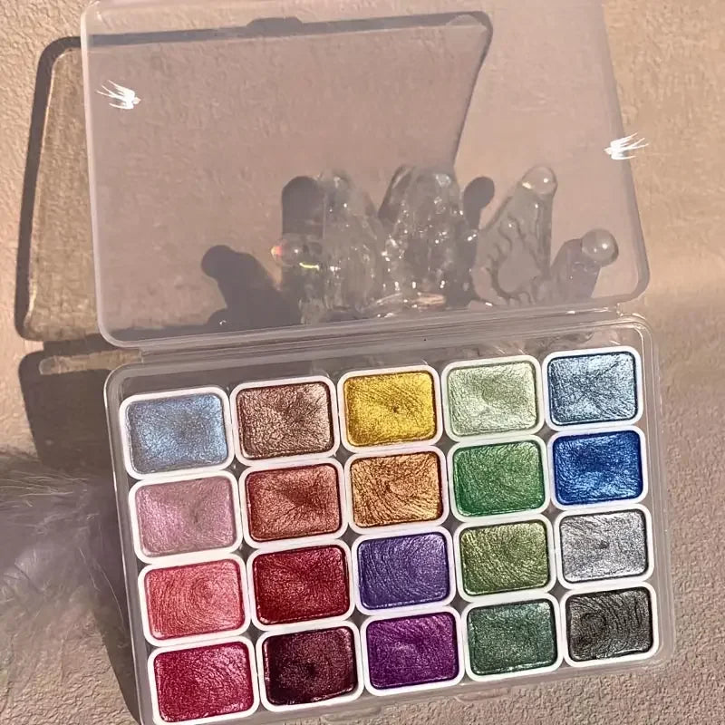 20/24/60/72-Color Metal Watercolor Set – Portable Sparkling Pearl Solid Paints for Artists
