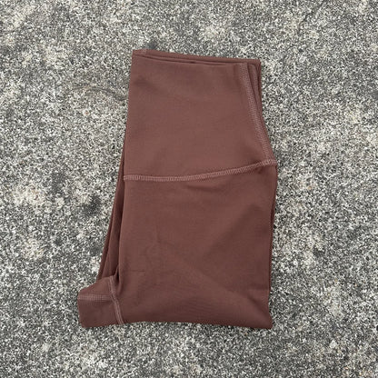 High Waist Women's Yoga Leggings - Solid Color Cropped Gym & Training Pants with Back Pocket