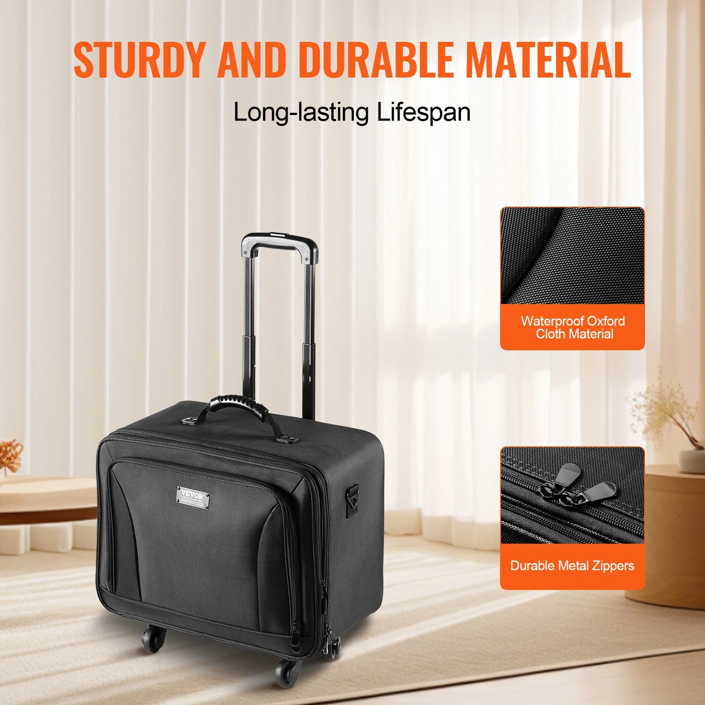 SucceBuy Rolling Makeup Train Case – Waterproof Oxford Makeup Organizer with Handle, Wheels & Carry Strap