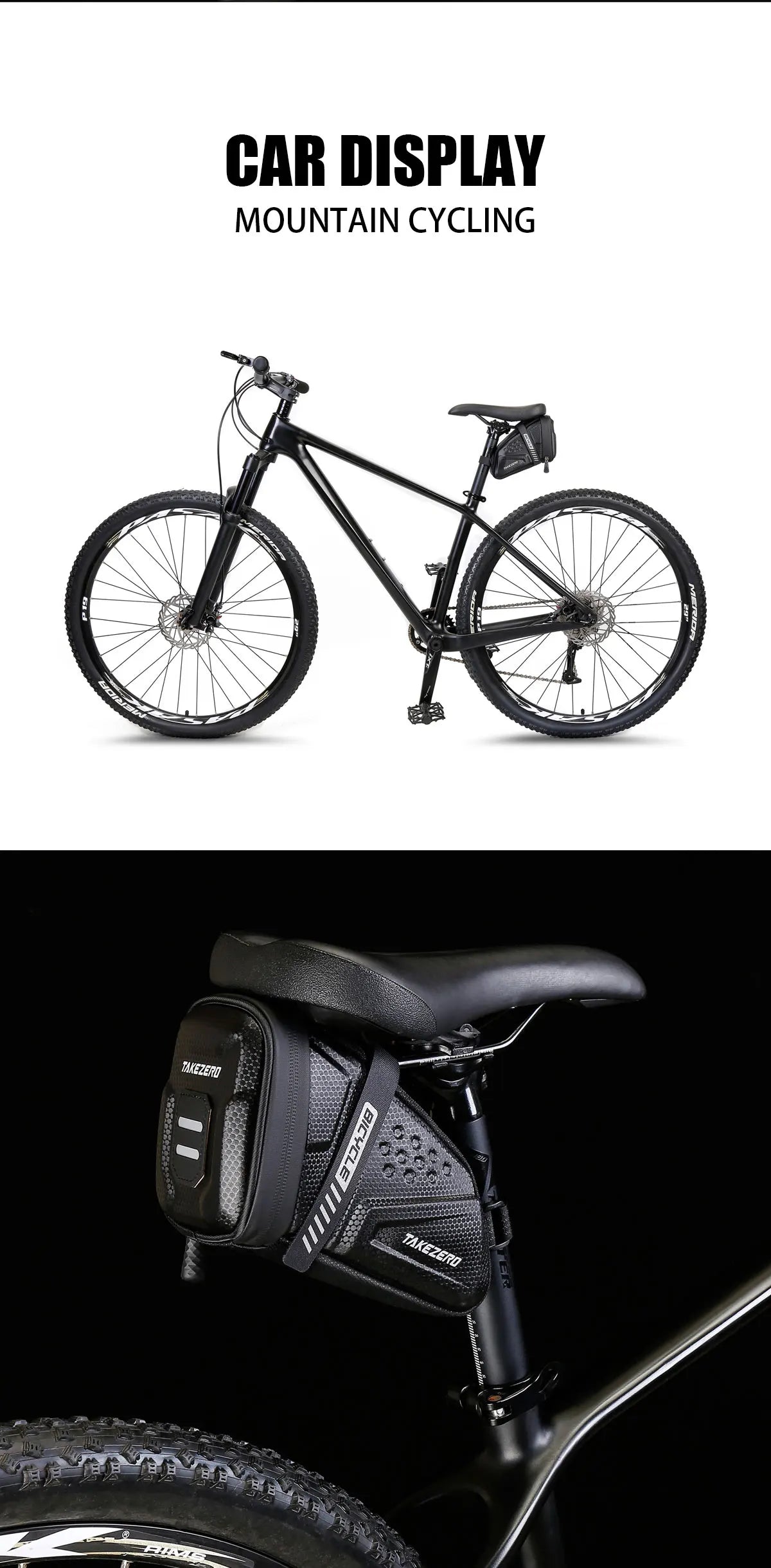 TAKEZERO TZ07 Bicycle Tail Saddle Bag – EVA Hard Shell Rear Bag for Mountain & Road Bikes
