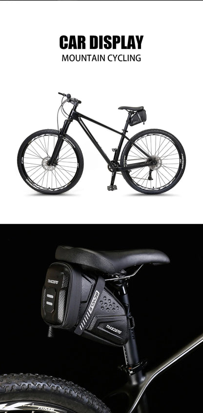 TAKEZERO TZ07 Bicycle Tail Saddle Bag – EVA Hard Shell Rear Bag for Mountain & Road Bikes