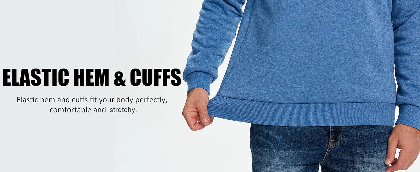 TACVASEN Men’s Winter Fleece Sweatshirt – Thicken Sherpa-Lined Crewneck Pullover, Warm Heavy Winter Top, No Hood