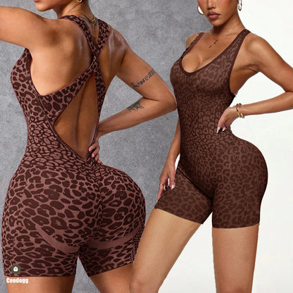Women’s One-Piece Pad Jumpsuit Yoga Set – Flared Scrunch Workout Pants & Trendy Activewear XP10