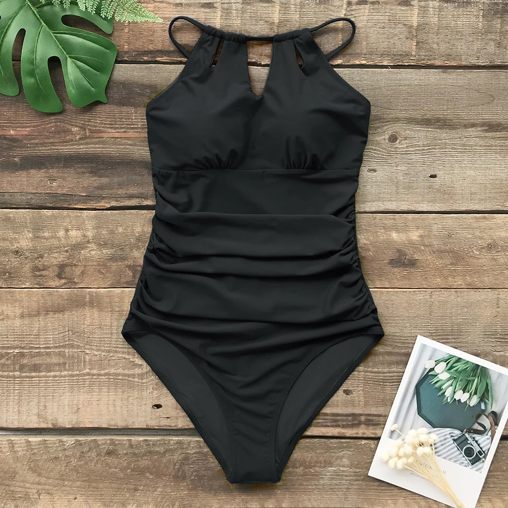 CUPSHE Lace-Up Back One-Piece Swimsuit – Sexy Cut-Out Backless Monokini Swimwear for Women, 2023 Beach & Bathing Suit