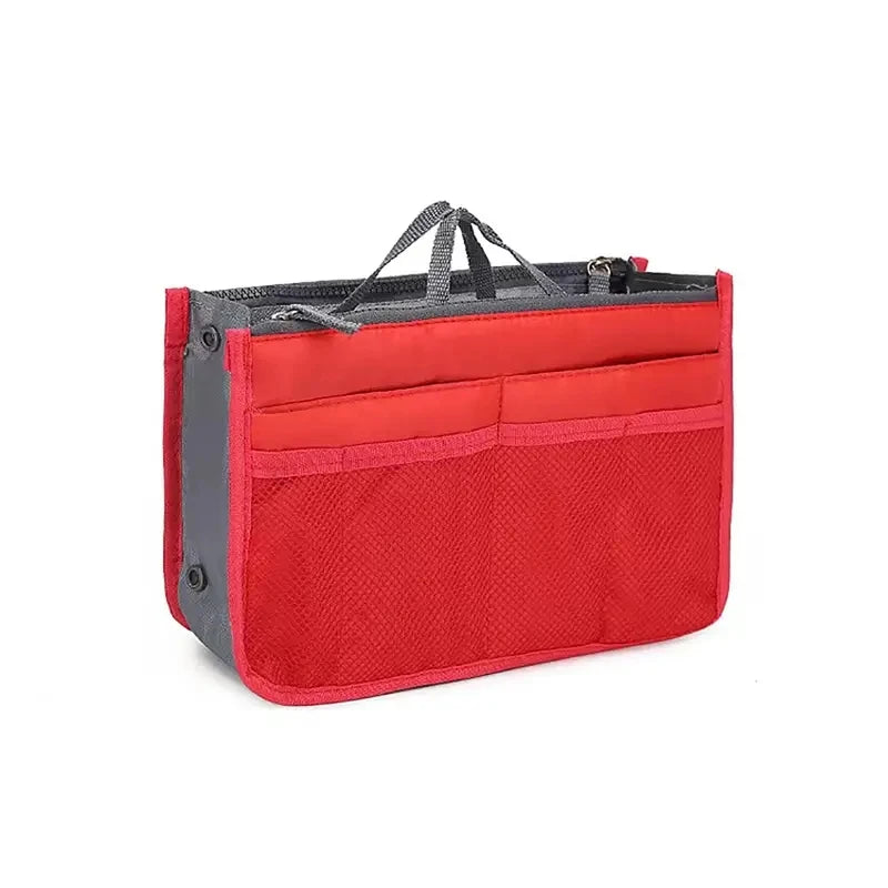 Women’s Nylon Makeup Organizer Insert Bag – Large Capacity Travel Cosmetic Handbag Liner & Tote Purse Organizer for Ladies