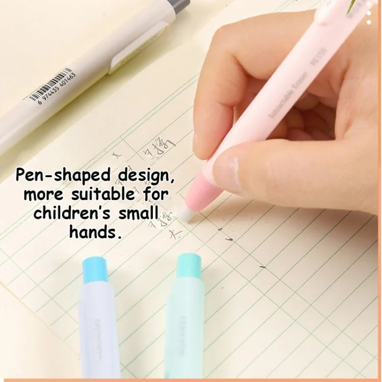 Retractable Pencil Eraser — Rubber Eraser for Writing Correction, School & Office Supplies