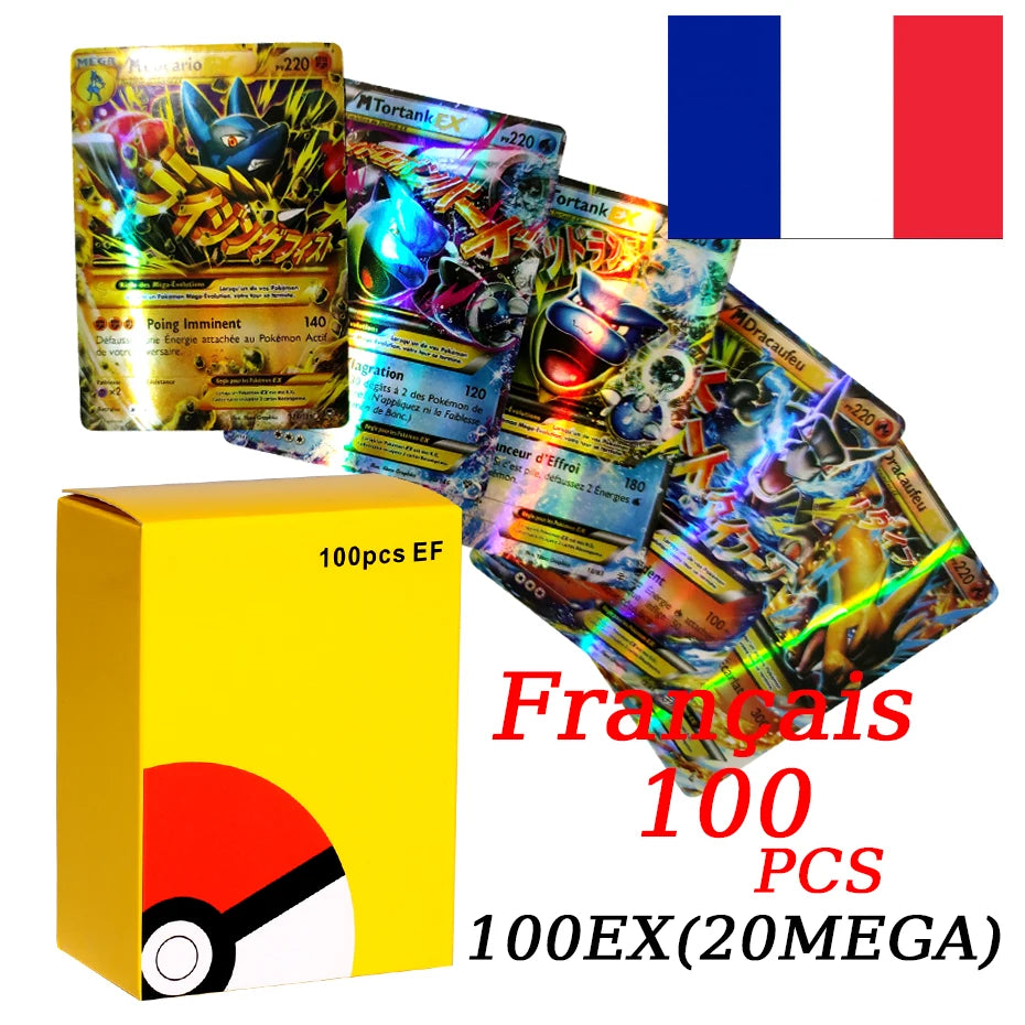French VMAX V EX GX MEGA Trading Cards - Collectible Battle Trainer Cards and Christmas Gift Set