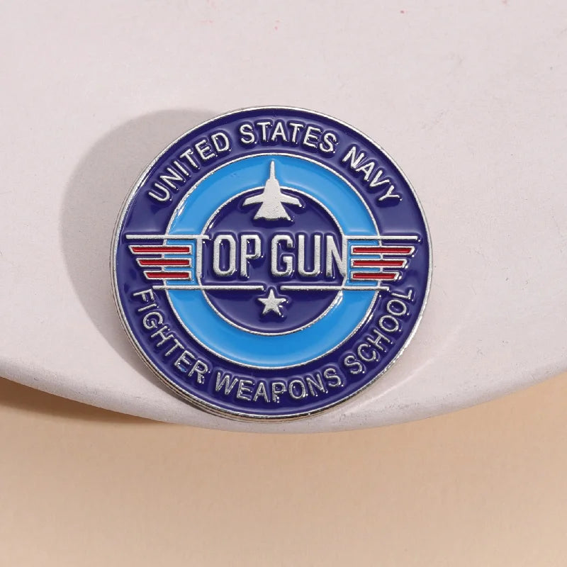Top Gun Navy Fighter Weapons School Enamel Pin – Vintage Metal Badge for Backpack, Clothes, Jewelry & Shirt Collar